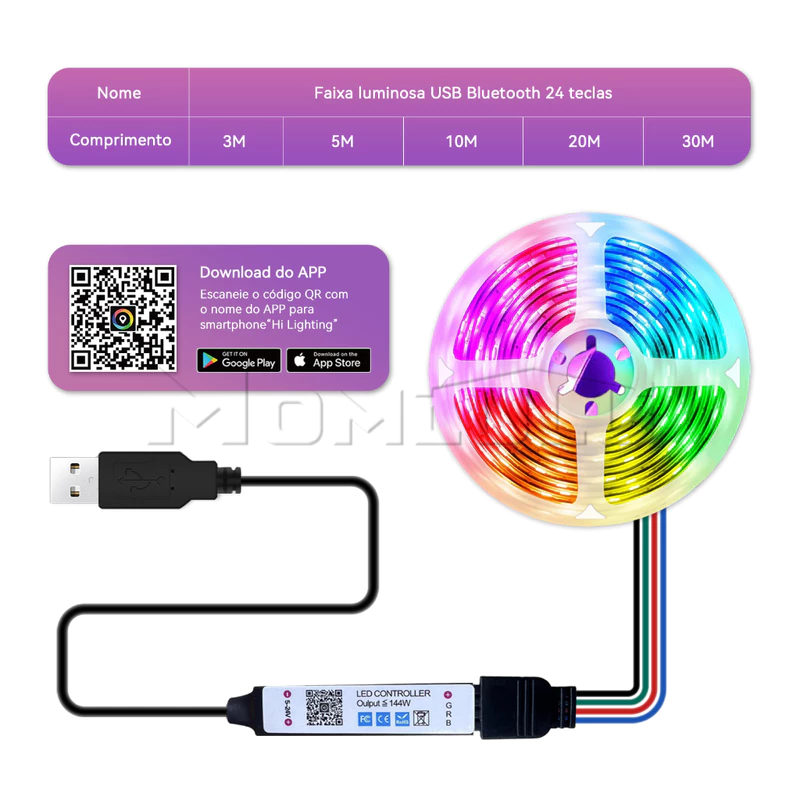 Fita de LED RGB 10/20/30/40M com Controle Remoto — foto 7
