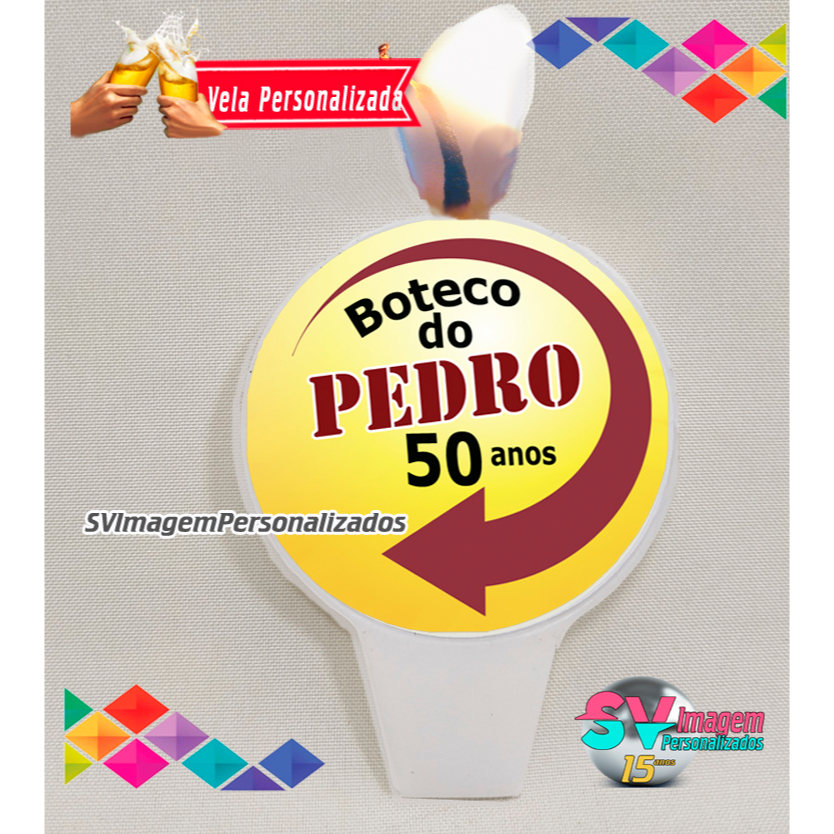 Festa Boteco Cerveja Skol Vela Personalizada de Aniversário com nome e idade