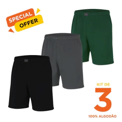Kit 3 Samba Canção Adulto Shorte 100% Algodão Cueca Para Dormir Short para Dormir/descansar/Lazer