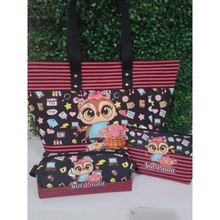 kit bolsa professora Preto e Rosa em Oferta na Shopee