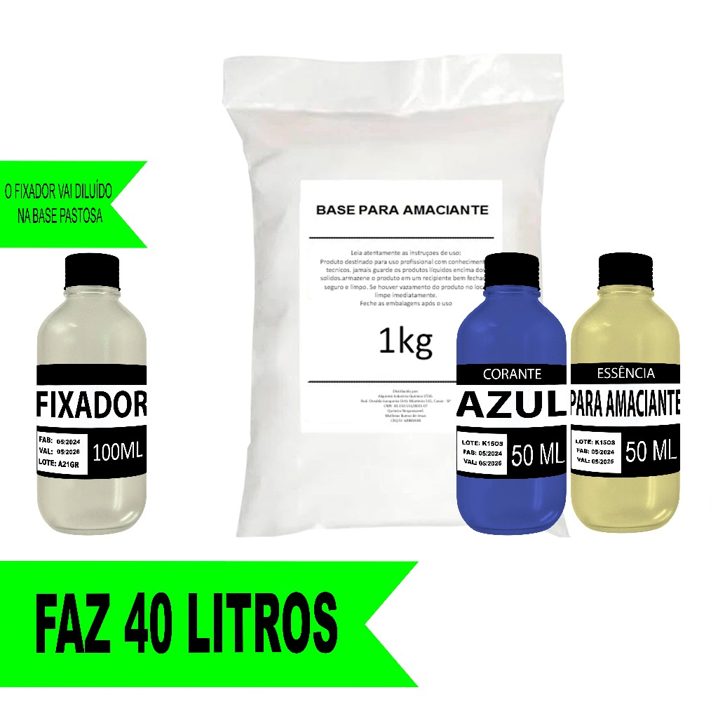 Base Kit Completo Para Fabricar Amaciante 1 Kg Faz 40l