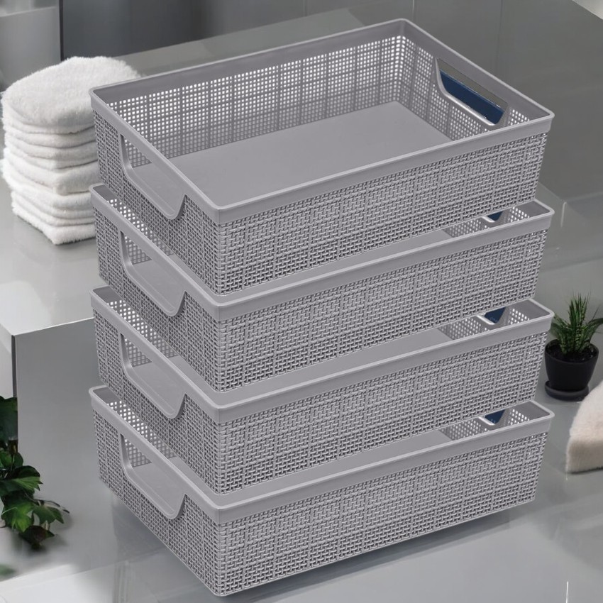 Cesto Organizador Multiuso 5,2 Litros em Plástico reforçado Juta Kit com 6/4 peças em Oferta na Shopee