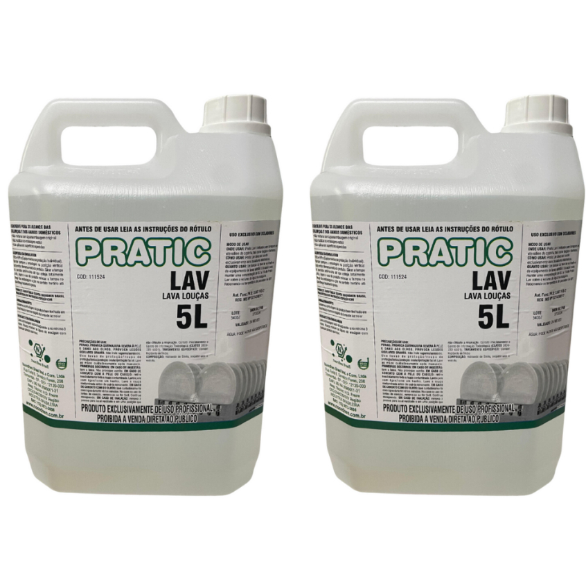 Kit com 2 Unidades de Lava Louças Pratic - 5 Litros Cada