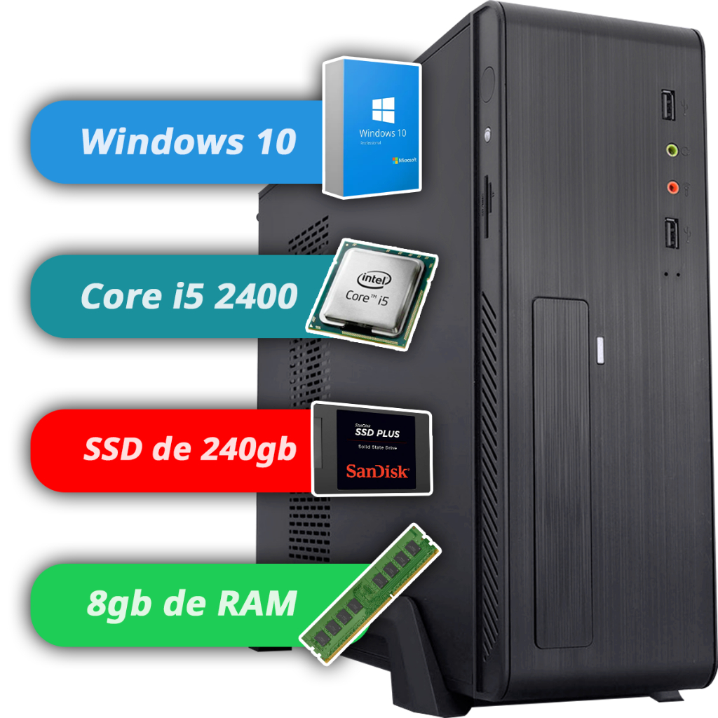 Computador Completo Montado para Escritório Intel Core i5 2400 8gb Ram SSD e Fonte