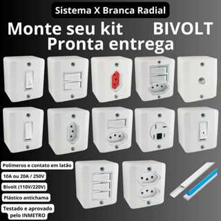 Tomada e Interruptores 10A e 20A Sobrepor Sistema X Branco Radial Tomada 10A Tomada 20A Interruptor em Oferta na Shopee