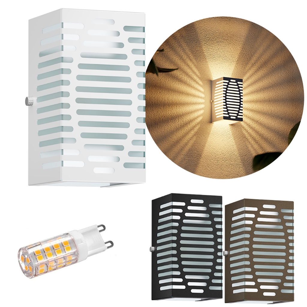 3x Arandelas de Parede Externa 13 Frisos + LED 5w Bivolt G9 MF180 em Oferta na Shopee