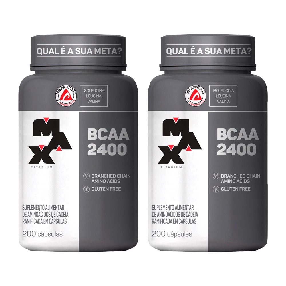 Kit 2x Bcaa 2400mg - 200 Cápsulas cada - Max Titanium - Health