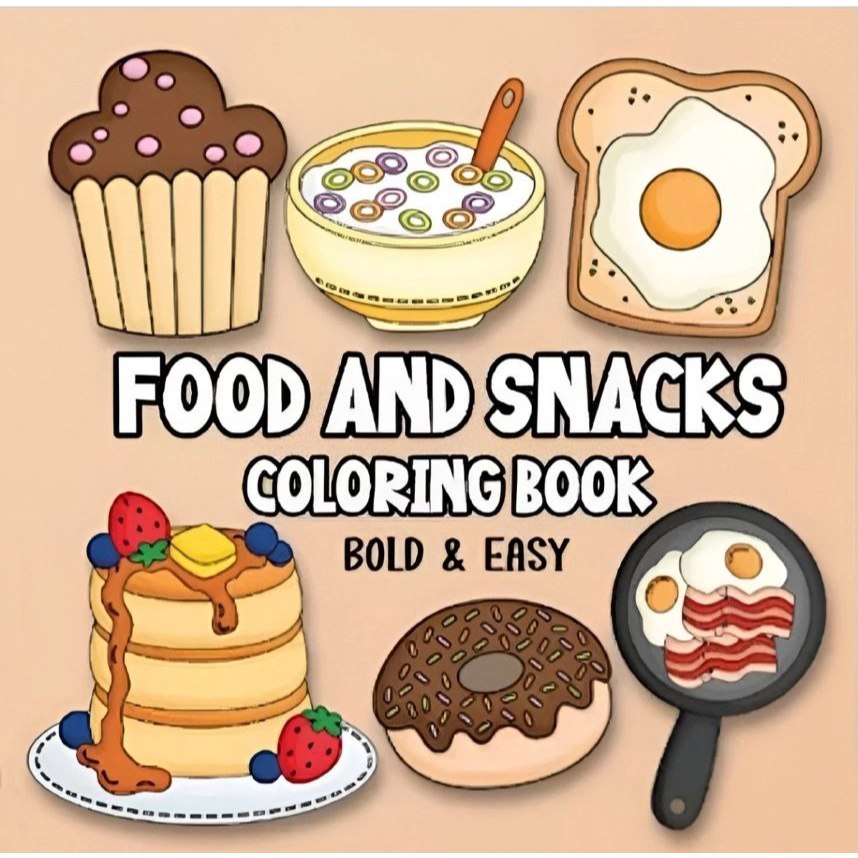 Kit 42 Desenhos Para Pintar E Colorir FOOD AND SNACKS BOLD & EASY! - Folha A4 Inteira! 1 Por Folha!