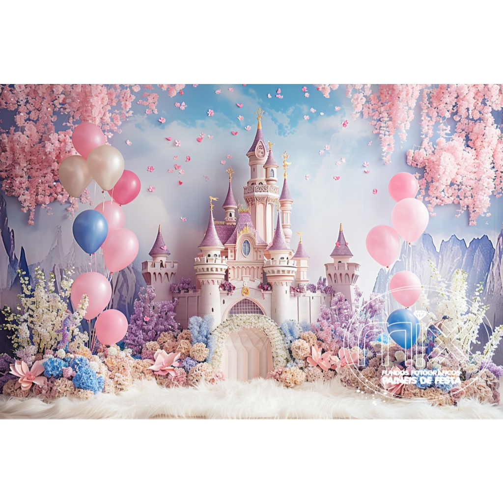 Fundo Fotográfico Em Tecido Castelo Princesas 1,50x2,20 12835