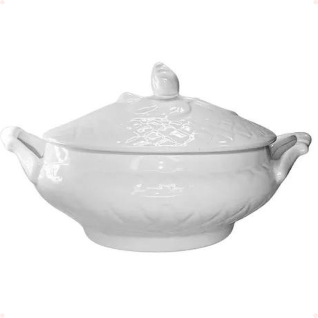 Sopeira Oval Grande Com Alças E Tampa- Louça Porcelana Cozinha Sopas Caldo Feijoada cerâmi...