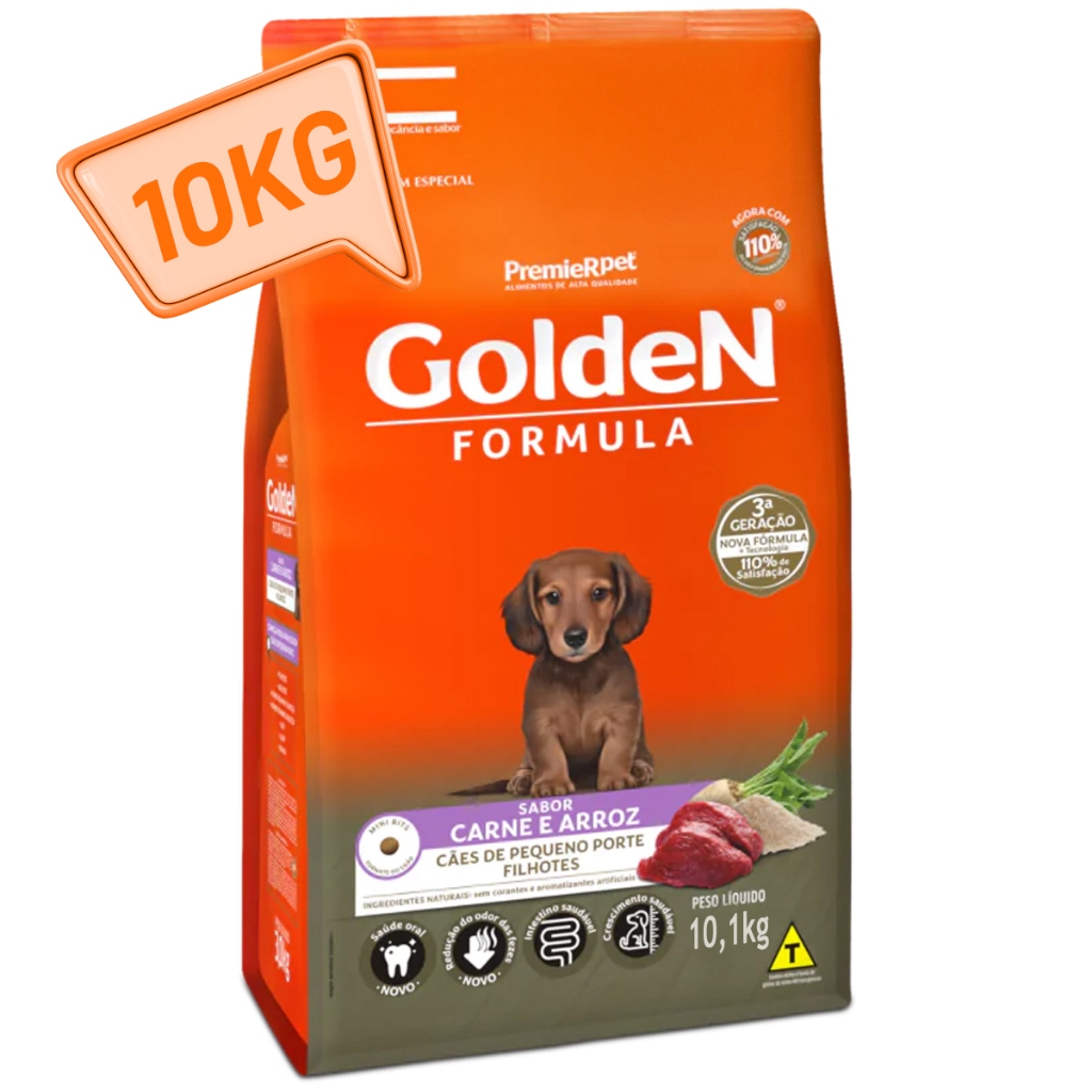 Ração Golden Cães filhotes Mini Bits 10kg Carne & Arroz em Oferta na Shopee