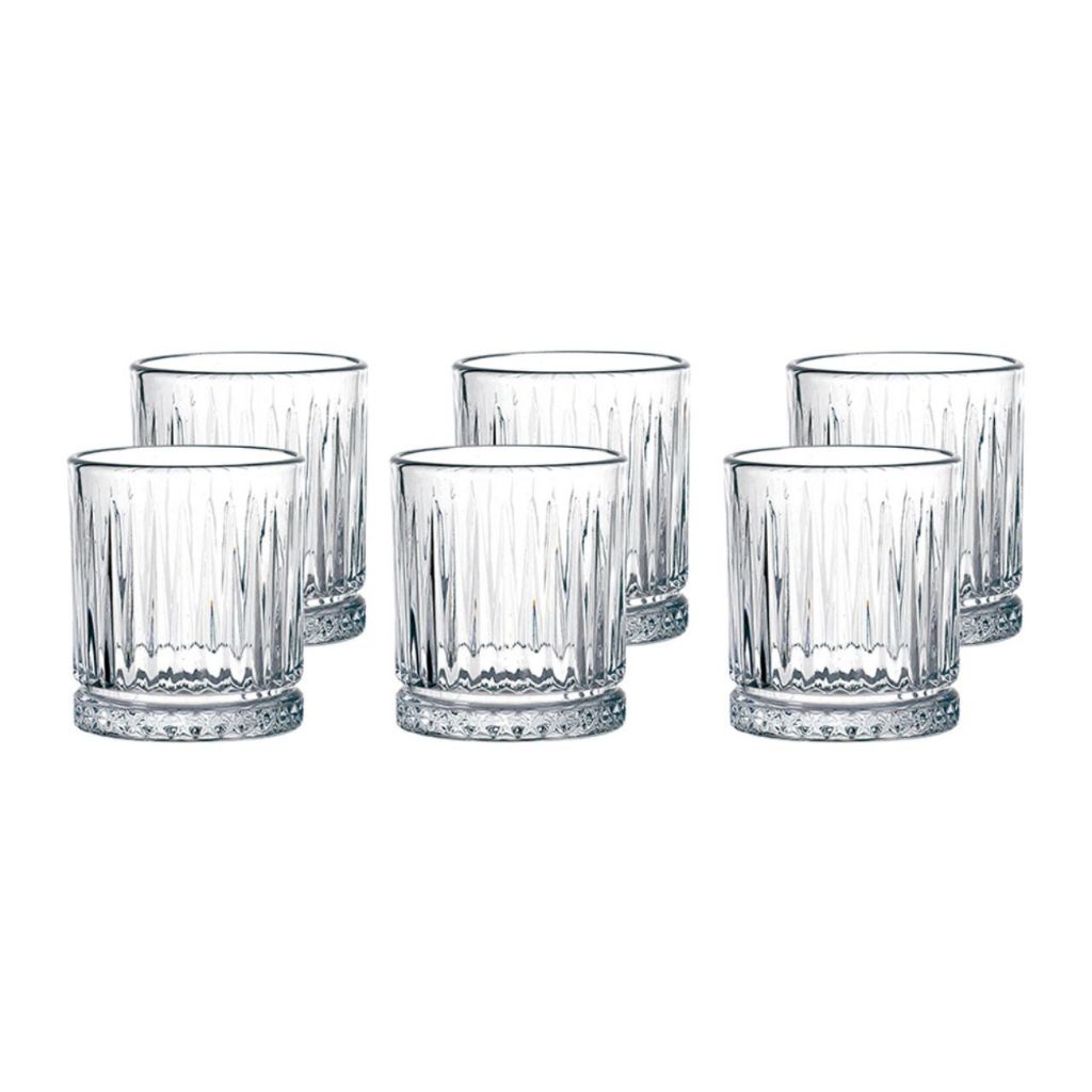 Jogo Copos 6 Peças 350 ml Vidro Decorado Transparente Linha Gala Haus Concept em Oferta na Shopee