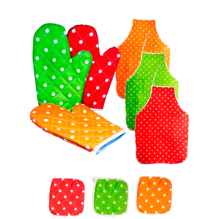 Conjunto Cozinha Avental Luva de Forno e Descanso de Panela Resistente ao Calor em Oferta na Shopee