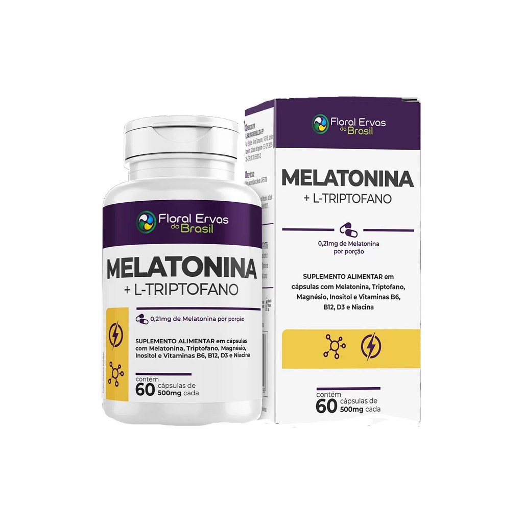 Melatonina Triptofano Magnésio Inositol + Vit 60 cps Floral Ervas do Brasil