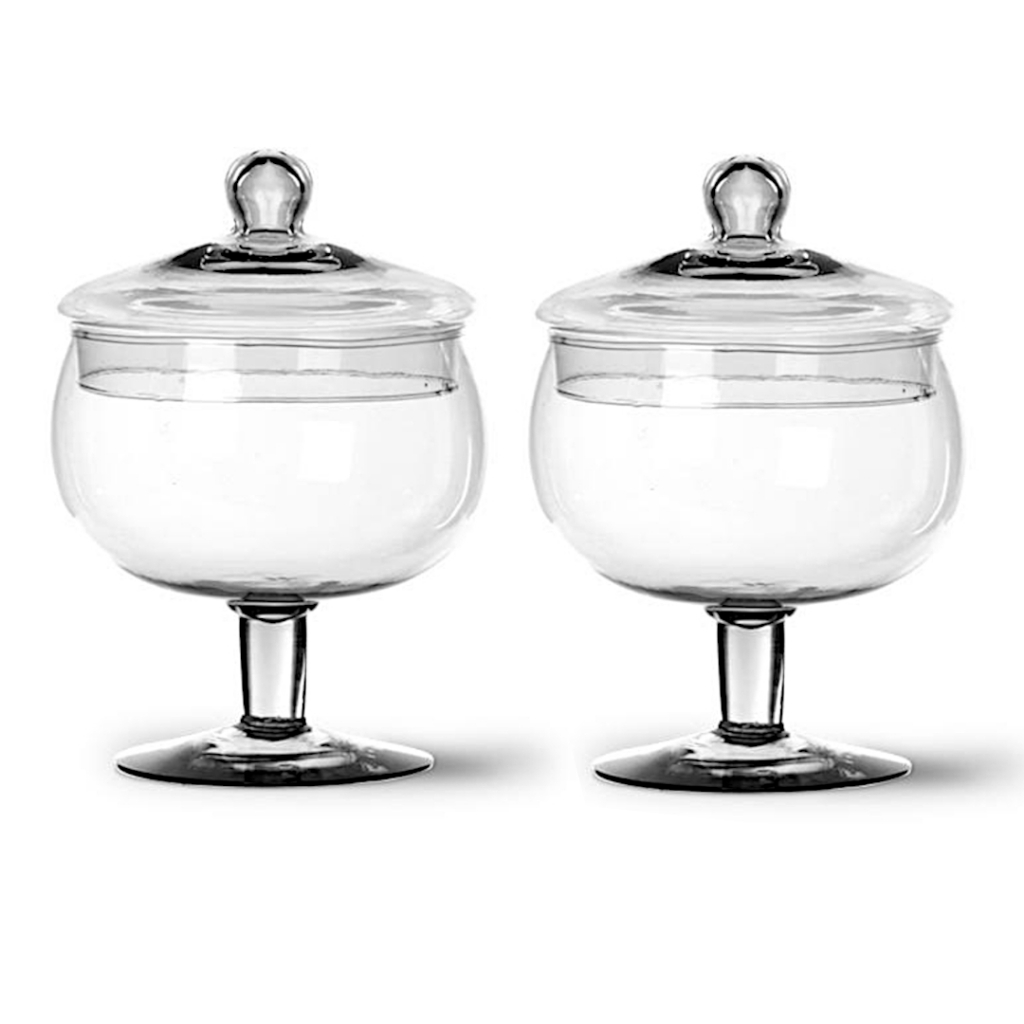 Kit 2 Taça Maracanã Média Bomboniere Com Tampa  Ø12,5x15,5cm 1 Litro Vidro Transparente Enfeite Mesa Sala Cozinha Casa Bombom Sobremesa Doces Festas Casamentos Buffet