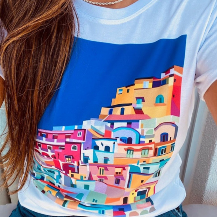 Blusa T-shirt Feminina Estampada Casas Brasileiras Baby Look Tshirt Leve Confortável