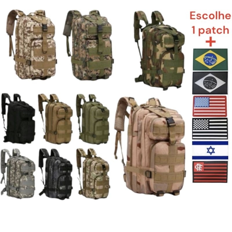 Mochila Militar Tatica 30L e 40 Litros Reforçada Impermeável +1 patch em Oferta na Shopee