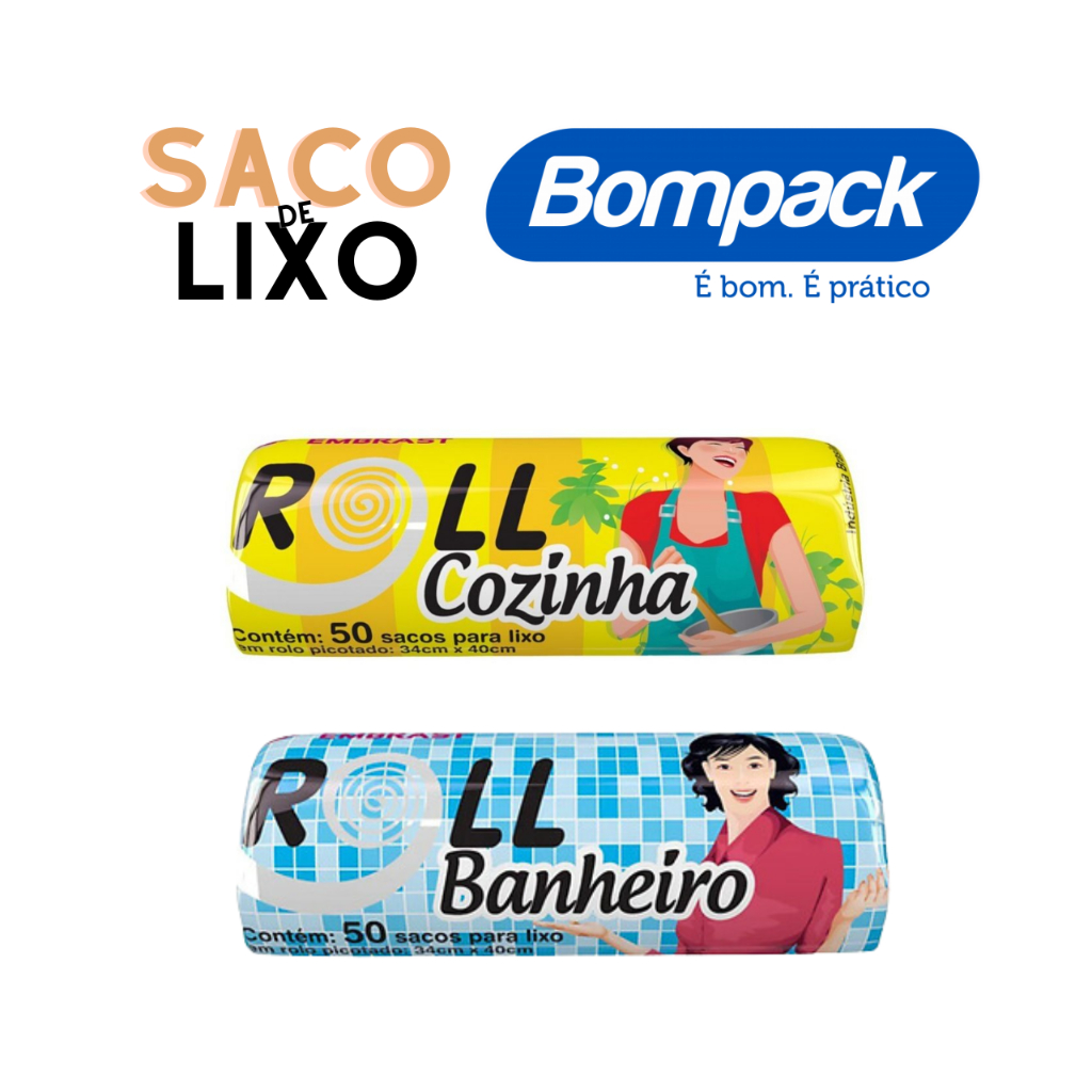 SACO PARA LIXO ROLL BANHEIRO E COZINHA BOMPACK em Oferta na Shopee