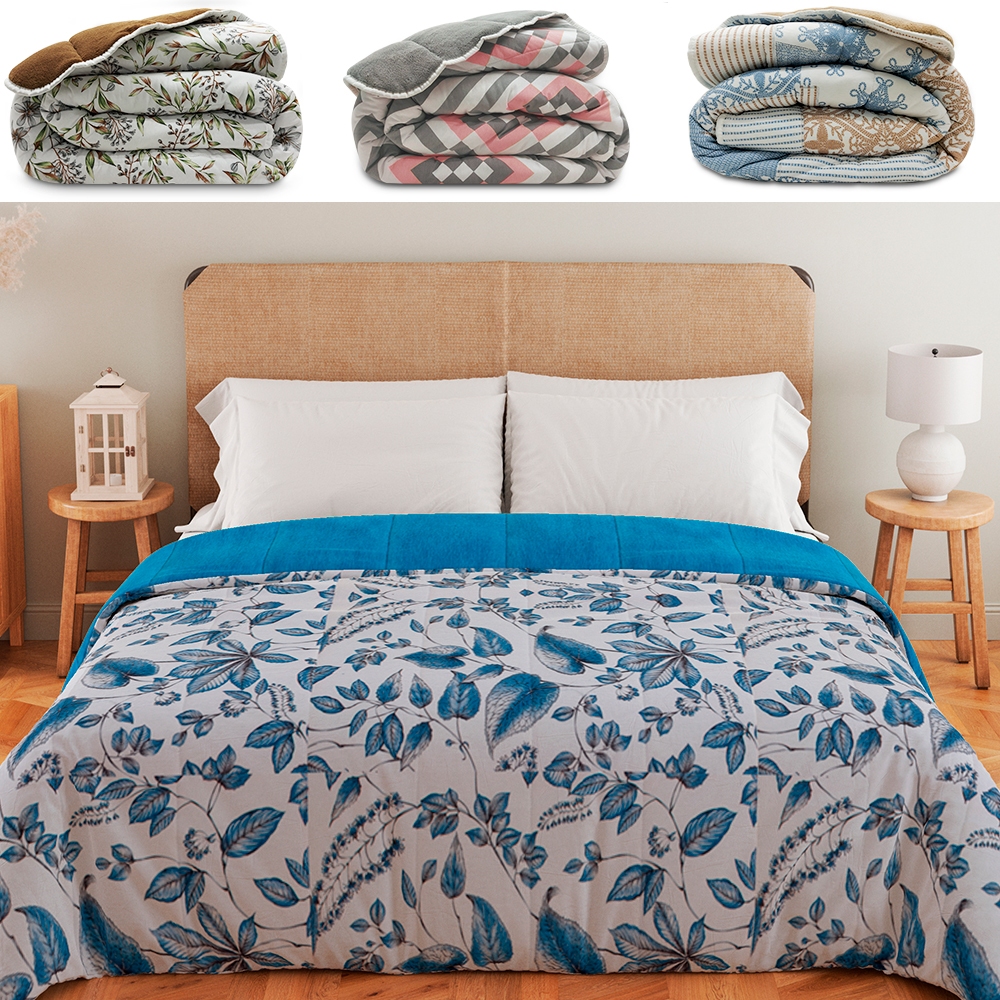 Edredom Queen de Malha 100% Algodão e Plush Dupla Face Antialérgico 235x260cm - BF Colchões em Oferta na Shopee