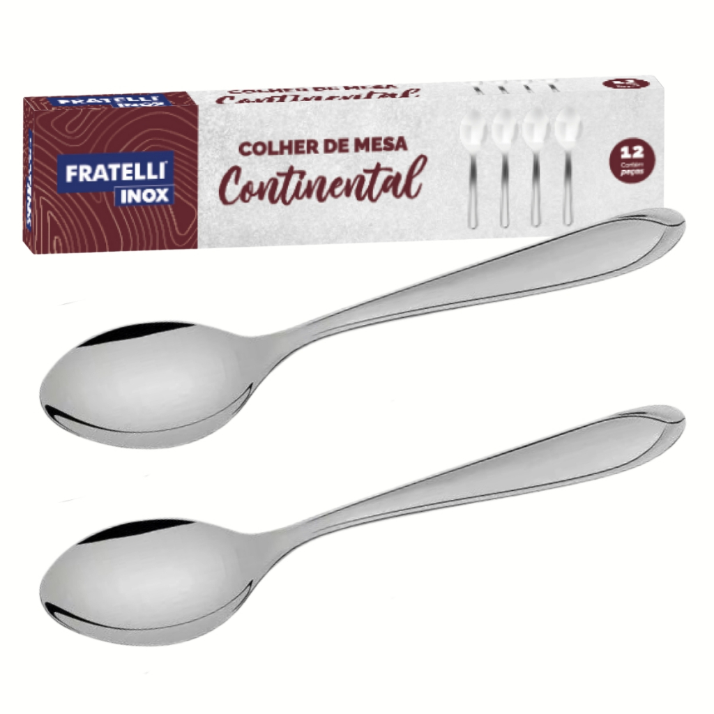 Jogo de Colher 12 Peças Linha ContinentaL Fratelli Inox Bar/restaurante Buffet