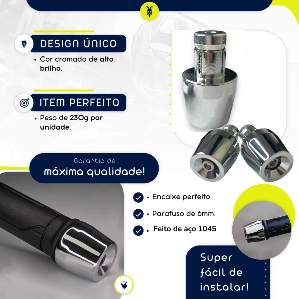 Par De Peso Pezinho De Guidao De Moto Pcx 150 Cromado + Bucha Autofix · foto 2