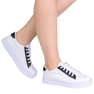 Tenis Feminino Branco Casual Estilo Conforto Dia a Dia Detalhe Tendencia Lançamento