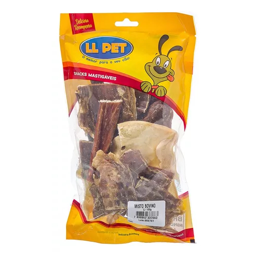 Petisco Natural Misto Bovino LL Pet ( Bexiga, Esôfago e Orelha Desidratada ) 100g