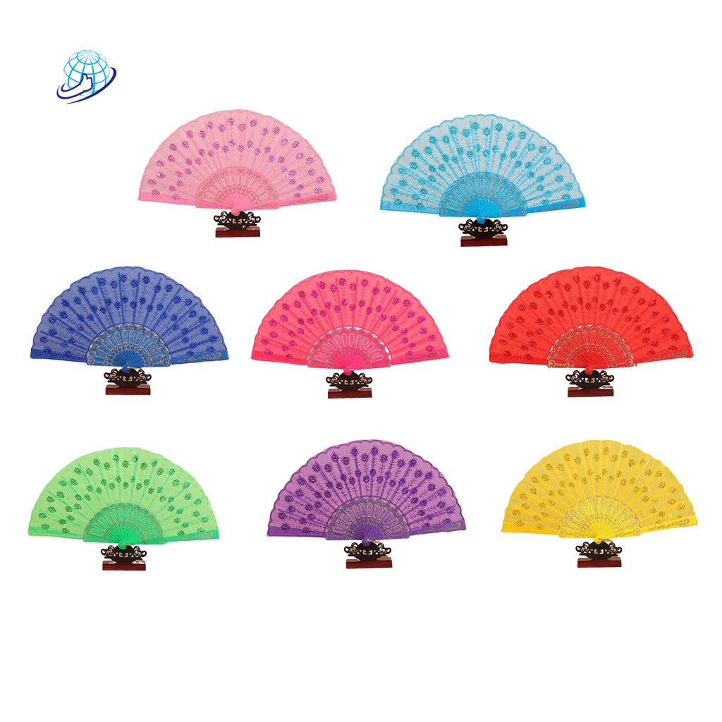 Leque Dobrável Paetê Luxo com Decoração Brilho para Abanar