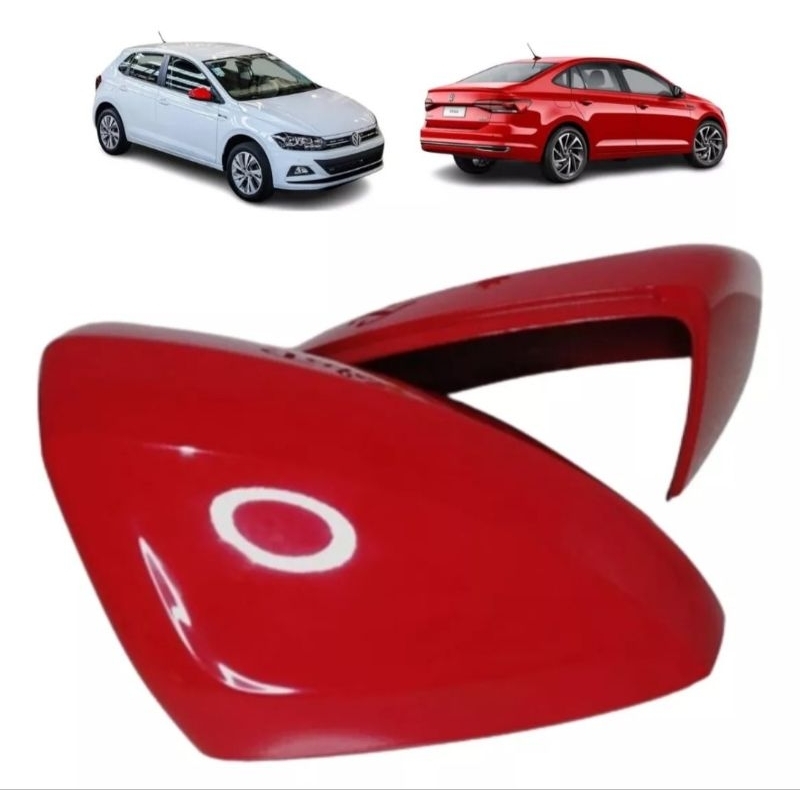 Par De Capas Retrovisor Volkswagen Polo e Virtus Original Vermelho