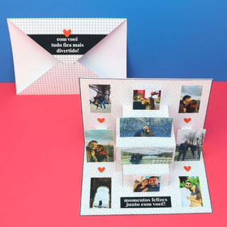 Cartão pop-up com 10 fotos - Cartão Sanfonado Presente personalizado especial