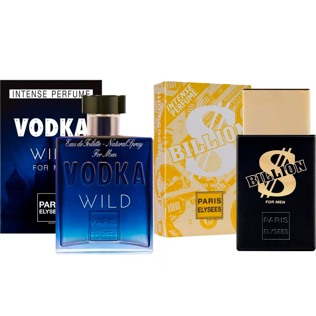Kit Com 1 Vodka Wild + 1 Billion For Men 100ml Paris Elysees em Oferta na Shopee