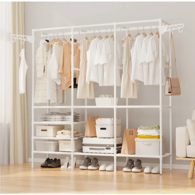 Armário Triplo Guarda Roupa Aberto Organizador Arara Roupa Prateleira Cabideiro