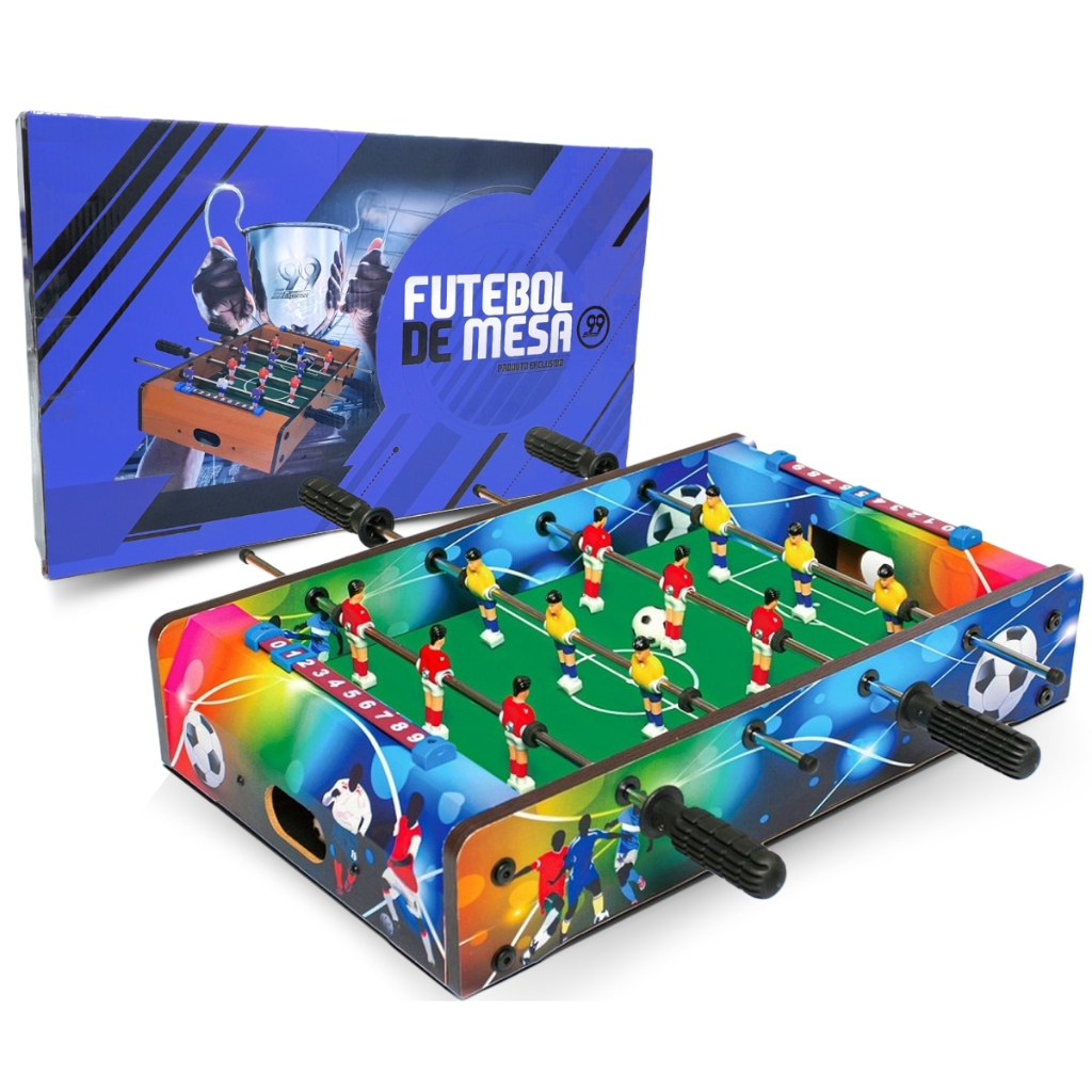 Futebol De Mesa Pebolim Totó Com Bolas Colorida Brinquedo Infantil Menino