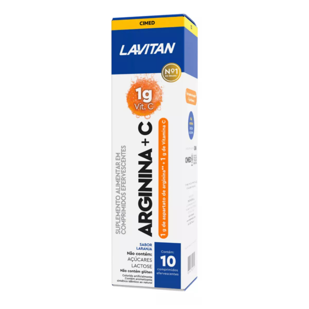 Lavitan Arginina + C Sabor Laranja 10 Comprimidos