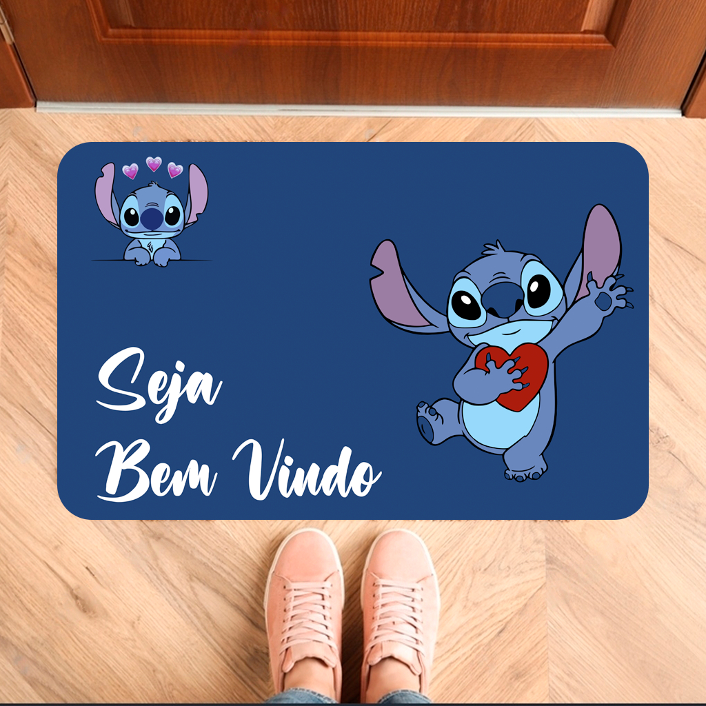 Tapete Porta Entrada Antiderrapante Tapete do Stitch Seja Bem Vindo Stitch  Capacho ( tap 257)