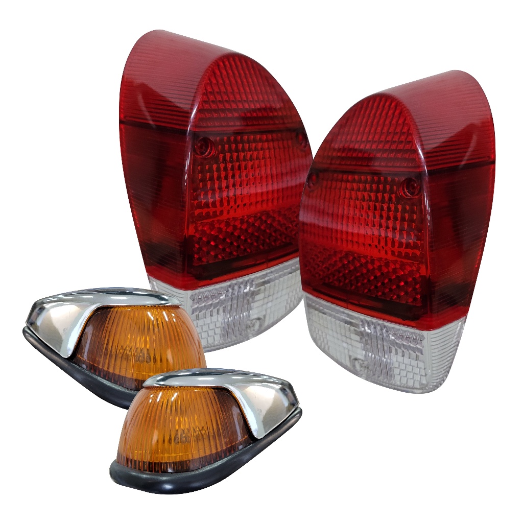 Kit Lanterna Dianteira Âmbar E Lente Traseira Bicolor Fusca 1500 Standard