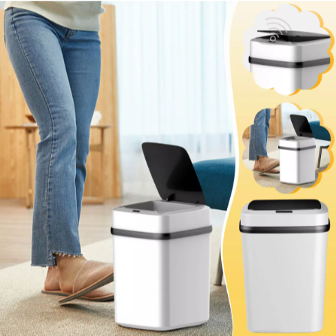 Lixeira Inteligente De Banheiro Com Tampa sem Toque Automática com Sensor De Movimento 13 ...