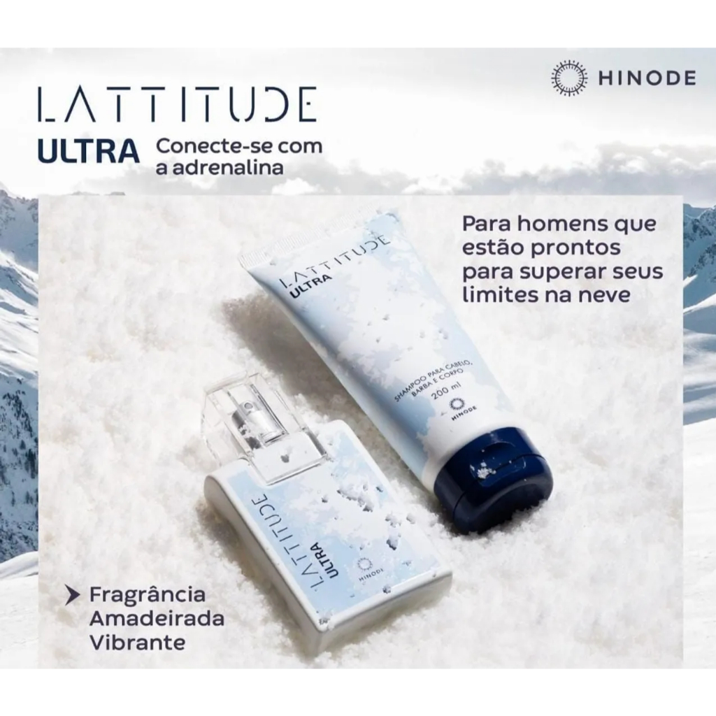 Kit Lattitude Ultra Deo Colônia 100ml + Lattitude Ultra Shampoo Cabelo, Barba e Corpo 200ml
