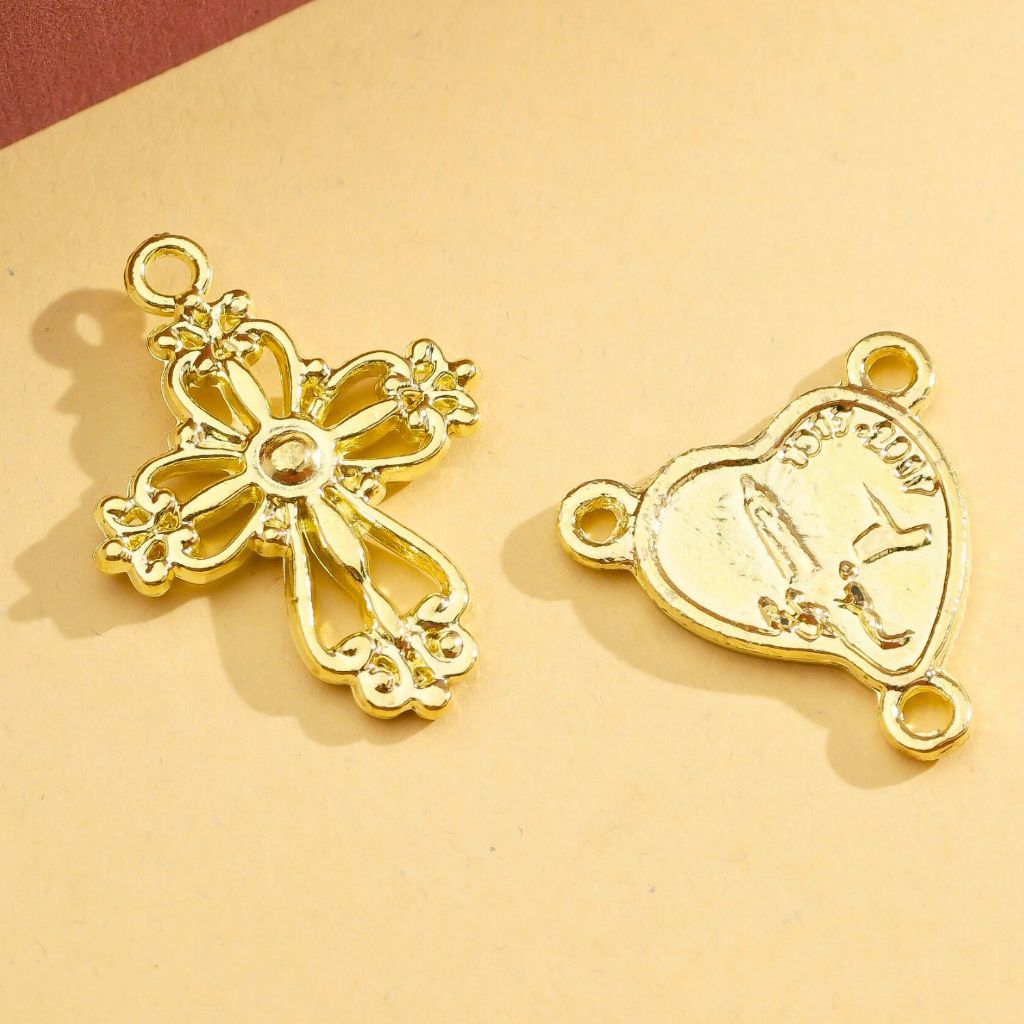 Entremeio para Terço Nossa Senhora de Fátima + Crucifixo Prata Níquel Para Montagem de Terço em Oferta na Shopee