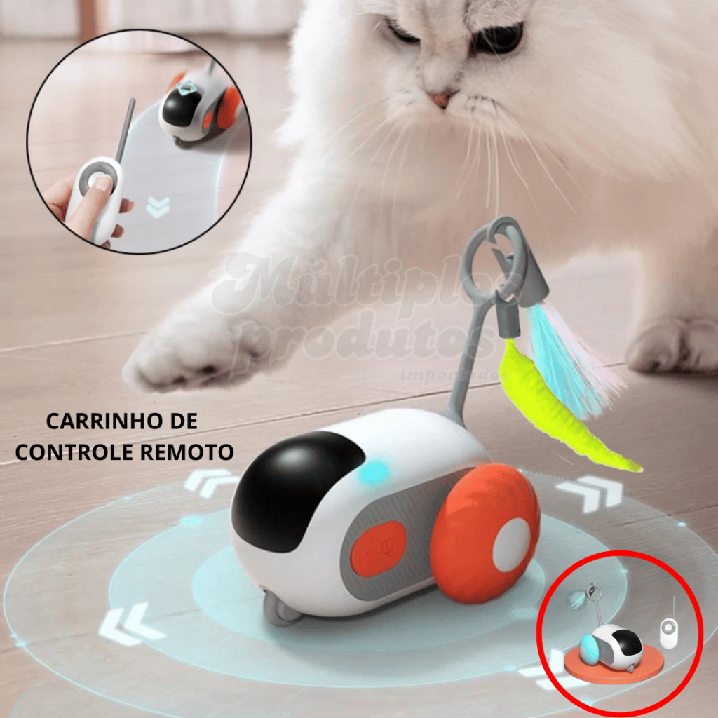 Carrinho Para gato interativo Controle Remoto Pet Elétrico 2 Modos Inteligente Brinquedo Cães