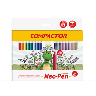 CANETINHAS HIDROCOR NEO PEN GIGANTE 24 CORES PONTA 2MM - COMPACTOR em Oferta na Shopee