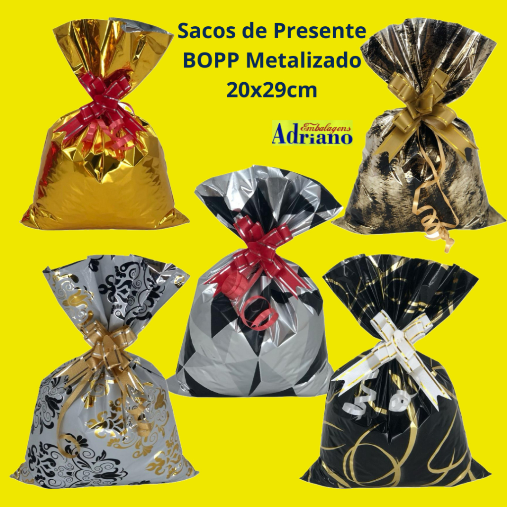 50 Sacos de presente 20x29cm Metalizado