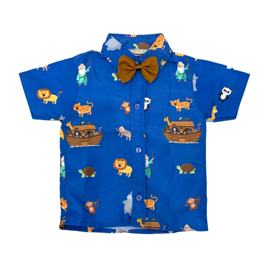 Camisa temática ARCA DE NOÉ infantil social menino com gravata