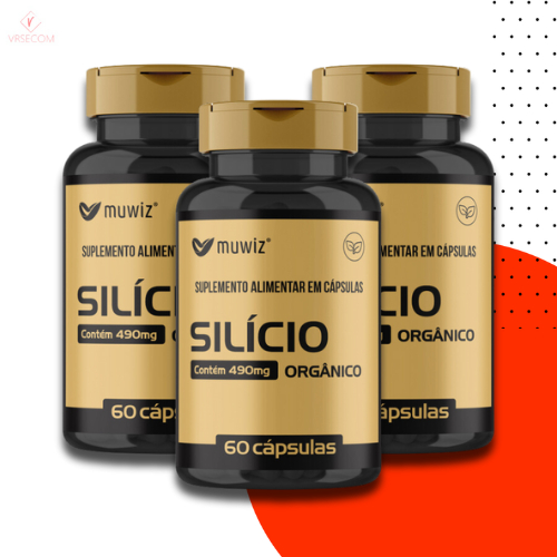 3 Potes Silício Orgânico 60 Cápsulas 490mg (Total 180 Caps) - Muwiz