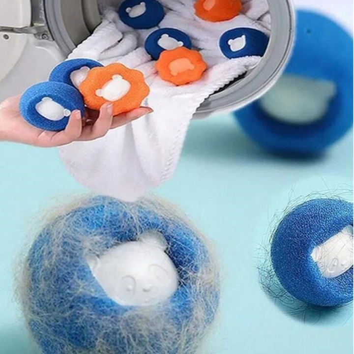 Conjunto 4 Bolas 6Cm Panda Para Maquina De Lavar Roupa Tira Pelos De Maneira Fácil E Práti...