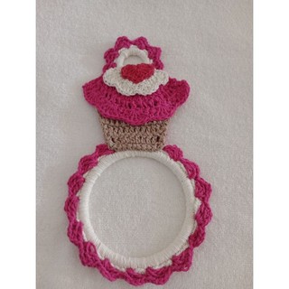 porta pano de prato de cupcake/porta pano de prato de galinha de crochê/porta pano de prato de vestido de crochê/pano