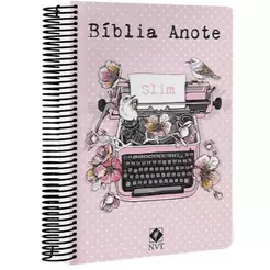 Capa Dura Slim Bíblia Anote Typo Rosa NVT Espiral