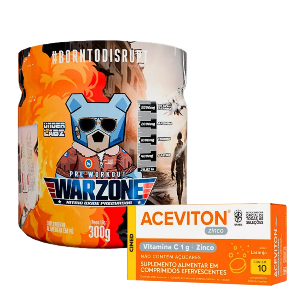 Warzone Com Pump Matrix - Pré Treino 300g - Under Labz + Aceviton Zinco - Vitamina C - 10 Comprimidos - Cimed