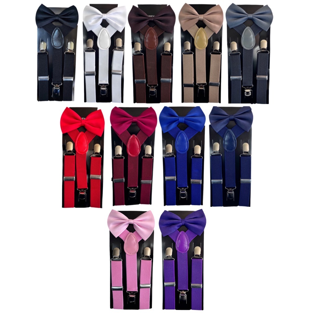 Suspensório e Gravata Borboleta Infantil Criança Várias Cores Com Regulagem-luna_hyq em Oferta na Shopee