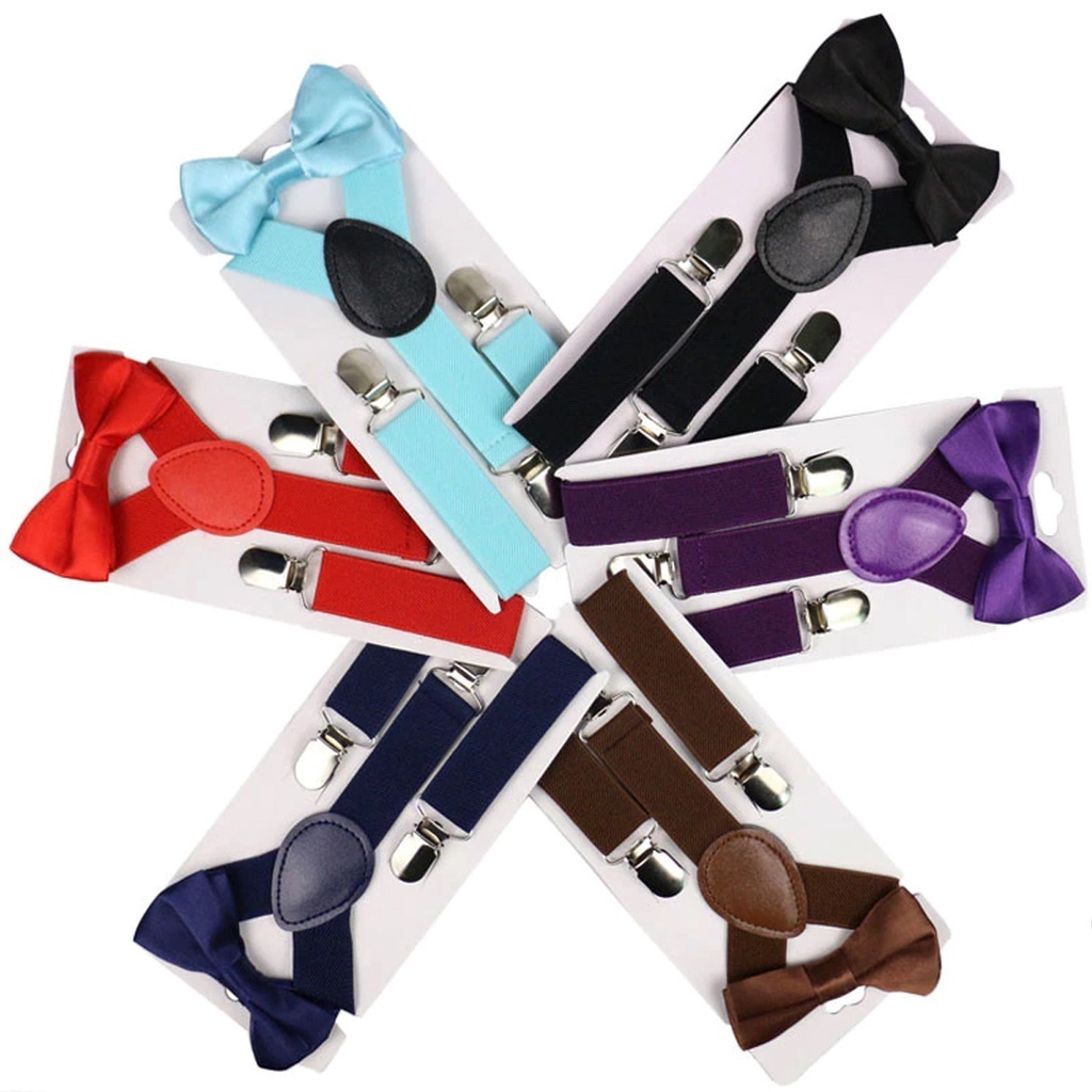 Suspensório e Gravata Borboleta Infantil Criança Várias Cores Com Regulagem-luna_hyq